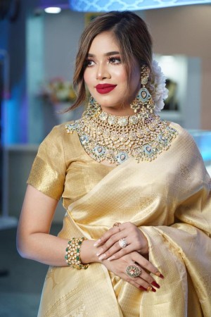 Golden Soft Silk Kanchipuram Saree Onlin...
