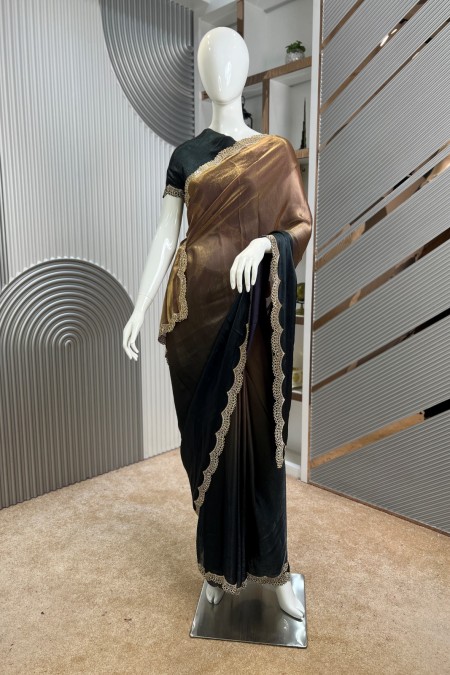 Mixed Shaded Simar Velvet Party Saree fo...