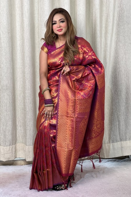 Bridal Purple Soft Silk Kanchipuram Sare...