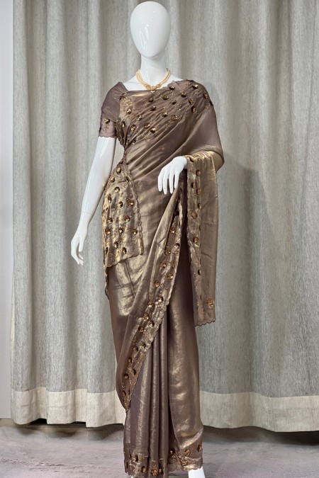 Mixed Shaded Simar Velvet Party Saree fo...