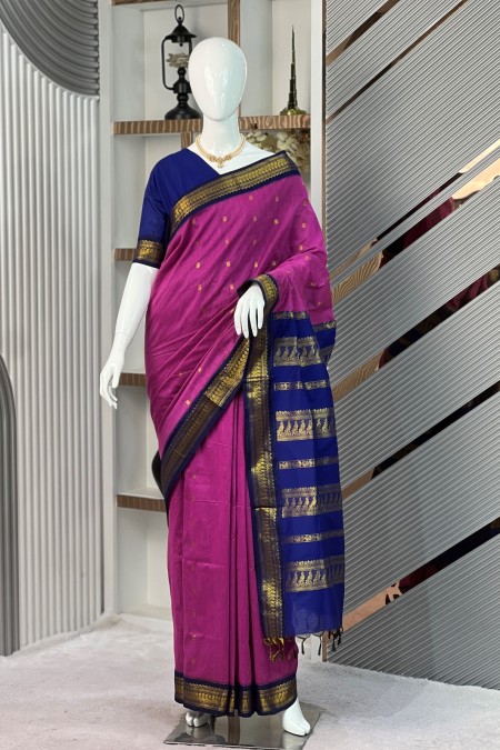 Onion Pink Half Silk Inspired Gadwal Sar...