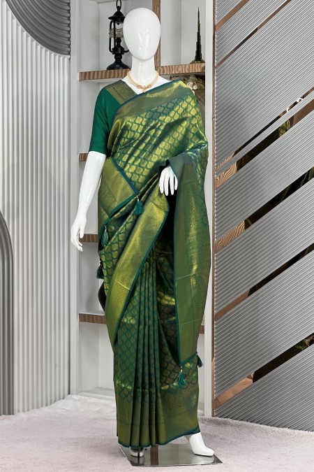Green Premium Soft Silk Kanchipuram Sare...