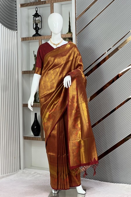 Maroon Premium Soft Silk Kanchipuram Sar...
