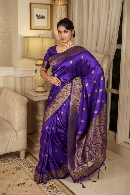 Blue Premium Soft Silk Kanchipuram Saree...