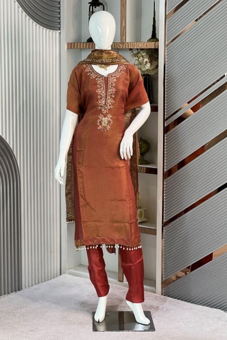 Maroon Premium Silk Indian Delhi Boutiqu...