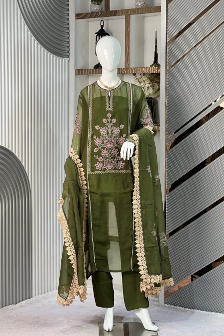 Green Muslin Indian Delhi Boutique Dress...