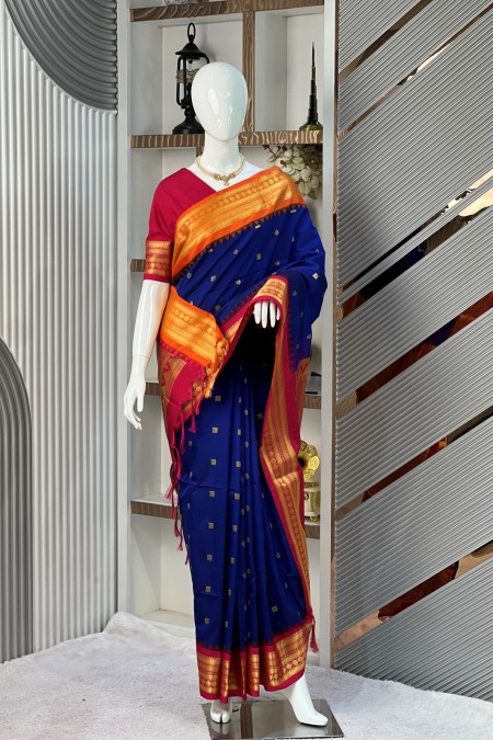 Royal Blue Premium Silk Gadwal Sari Onli...