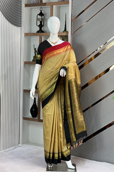 Golden Premium Silk Gadwal Sari Online B...