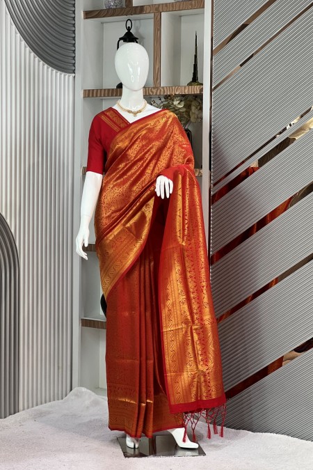 Red Soft Silk Kanchipuram Saree Online B...