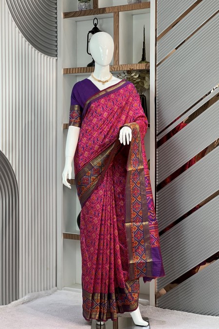 Patola Raw Silk Saree – Elegant Traditio...