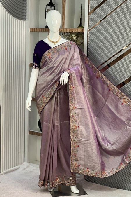 Lavender Premium Soft Silk Kimora Design...
