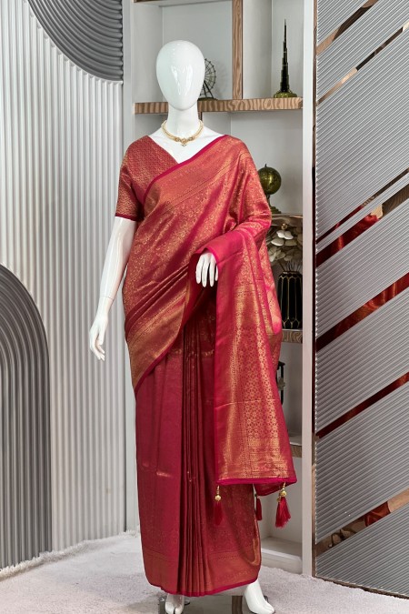 Magenta Premium Silk Kanchipuram Saree O...