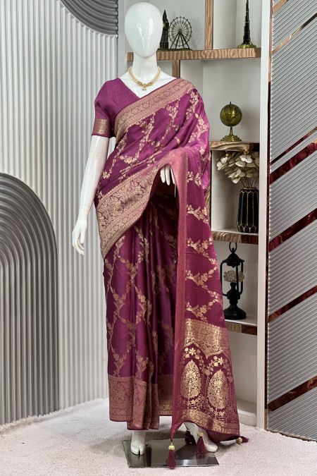 Mof Pink Handwoven Viscose Silk Khaddi S...