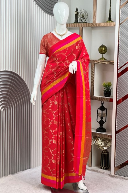 Red Soft Silk Kanchipuram Saree | Perfec...
