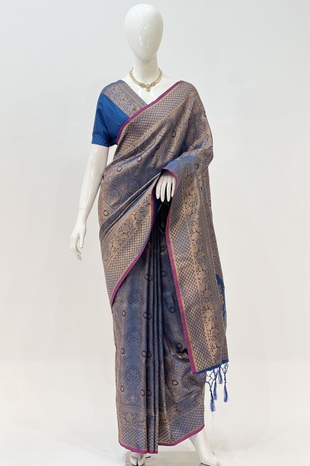 Blue Colour Soft Silk Kanchipuram Saree...