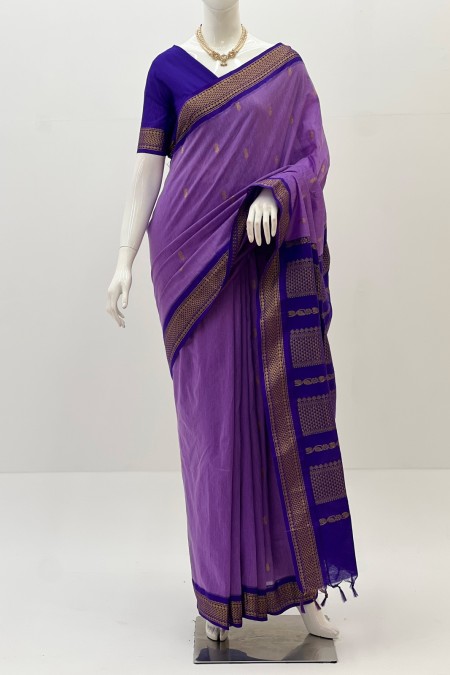 Lavender Half Silk Inspired Gadwal Saree...