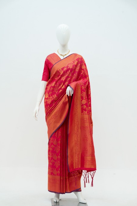 Magenta Soft Silk Kanchipuram Saree with...
