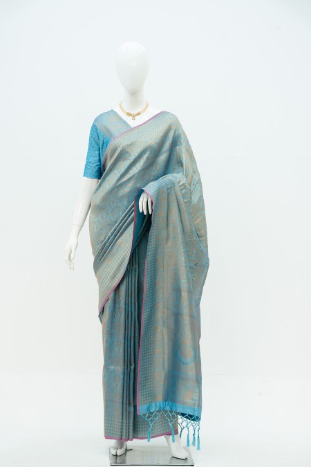 Powder Blue Soft Silk Kanchipuram Saree...