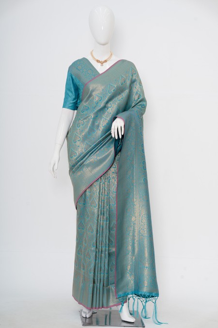 Powder Blue Soft Silk Kanchipuram Saree...