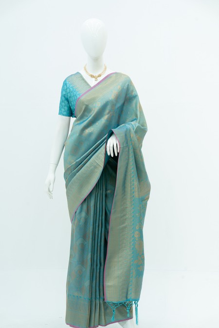 Powder Blue Soft Silk Kanchipuram Saree...
