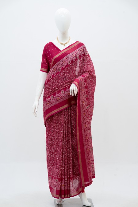 Magenta Soft Cotton Patola Saree Online...