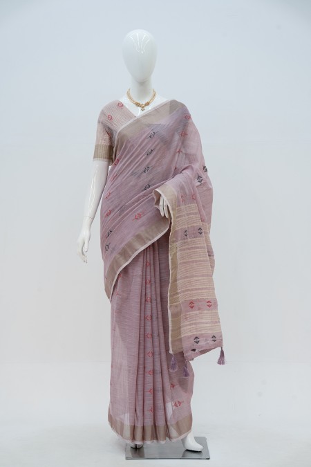 Lavender Linen Boutique Saree in Banglad...