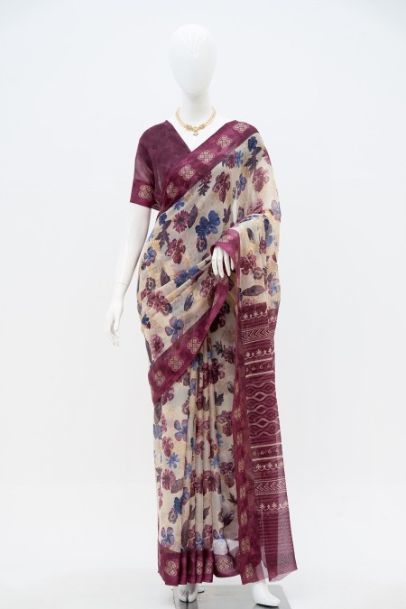 Jam Chiffon Georgette Boutique Saree in...