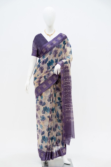 Purple Chiffon Georgette Boutique Saree...