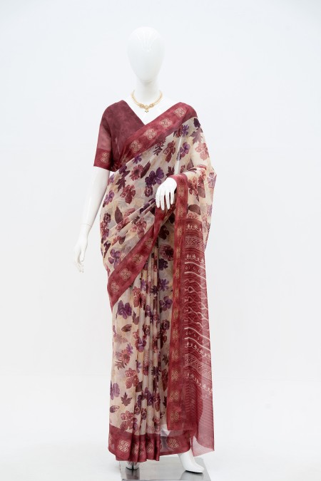 Maroon Chiffon Georgette Boutique Saree...