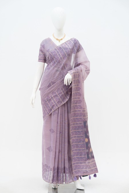 Lavender Half Silk Boutique Saree in Ban...