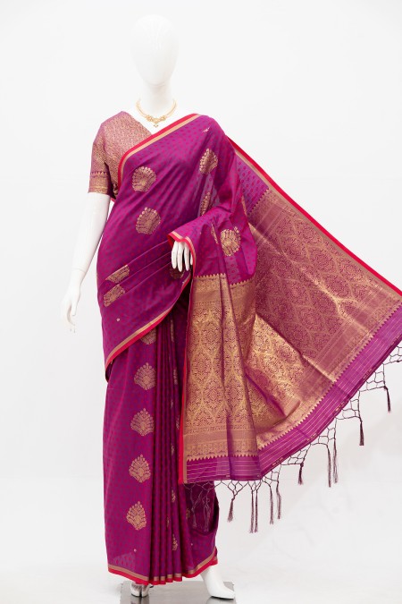 Jam Colour Soft Silk Kanchipuram Saree w...