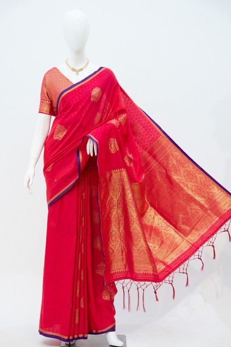 Magenta Soft Silk Kanchipuram Saree with...