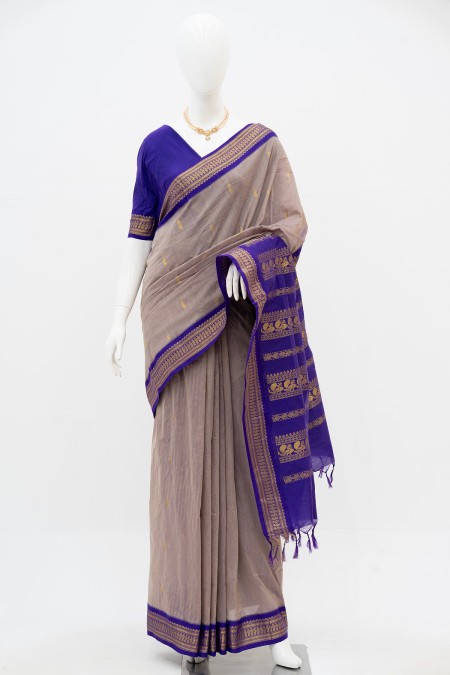 Purple Ash Half Silk Inspired Gadwal Sar...