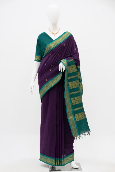 Deep Purple Half Silk Inspired Gadwal Sa...