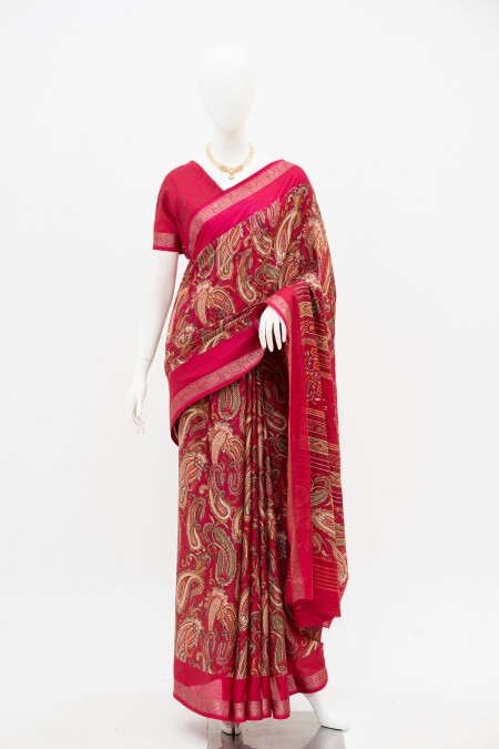 Magenta Raw Silk Boutique Saree Online i...