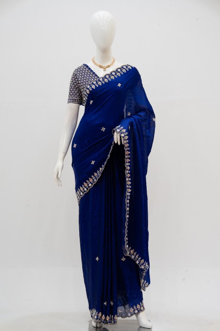 Royal Blue Simar Silk Party Saree for wo...