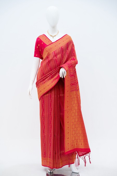 Magenta Soft Silk Kanchipuram Saree with...