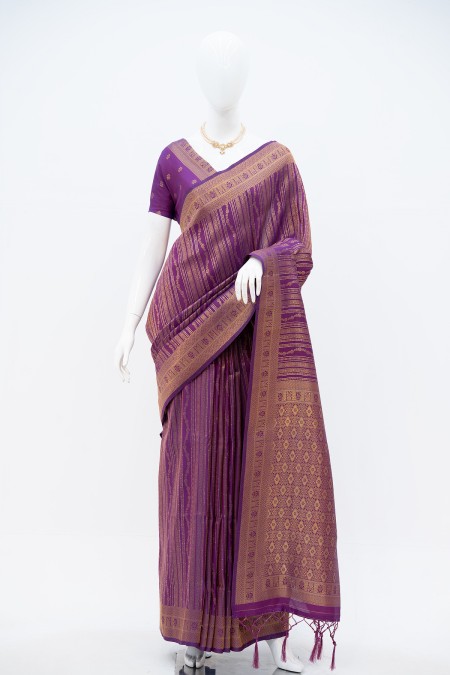Jam Soft Silk Kanchipuram Saree with uns...