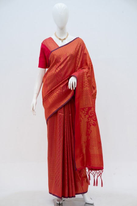 Hot Magenta Soft Silk Kanchipuram Saree...