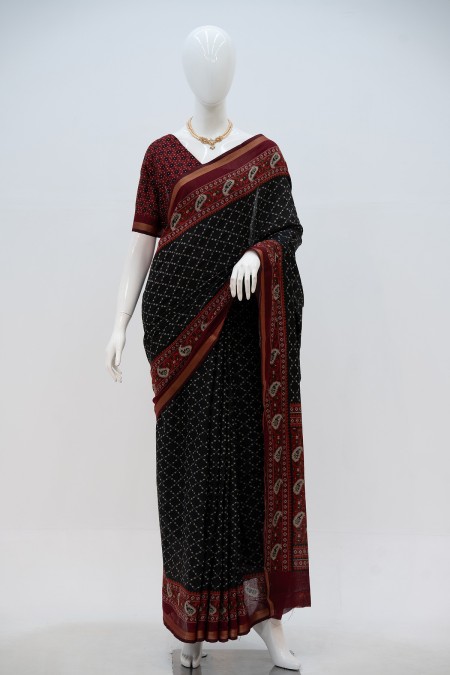 Black Half Silk Boutique Saree in Bangla...