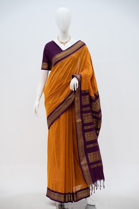 Mustard Yellow Half Silk Inspired Gadwal...