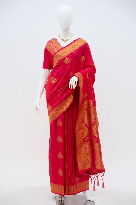 Magenta Soft Silk Kanchipuram Saree in B...
