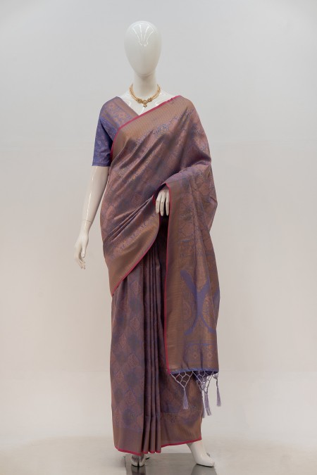 Lavender Soft Silk Kanchipuram Saree in...