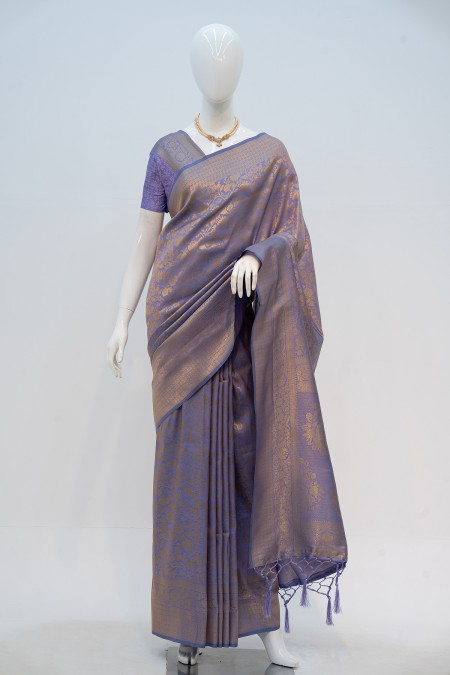 Lavender Soft Silk Kanchipuram Saree in...