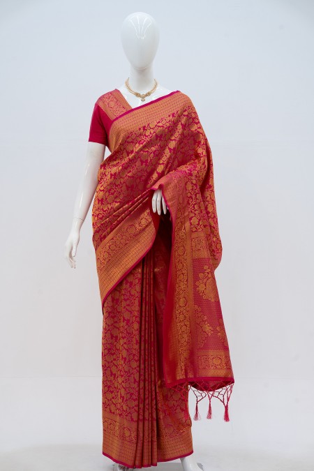 Magenta Soft Silk Kanchipuram Saree in B...