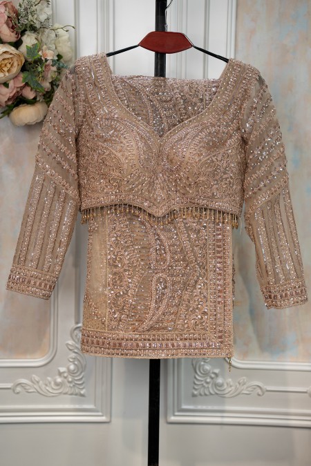 Rose Golden Premium Net Grand Party Sare...