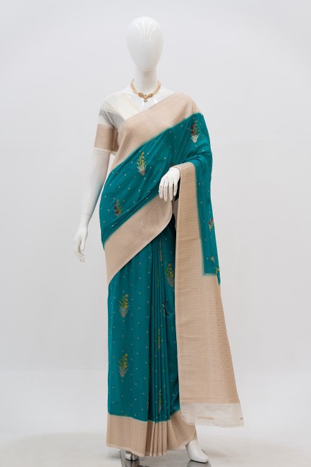 Firoza Silk Georgette Khaddi Sari in Ban...