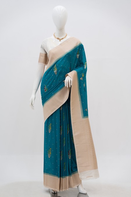 Firoza Silk Georgette Khaddi Sari in Ban...