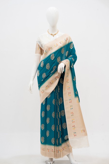 Firoza Colour Silk Georgette Khaddi Sari...