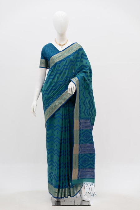 Light Blue Tussar Silk Boutique Saree in...